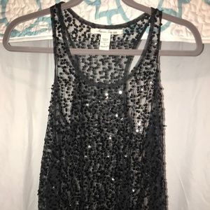Women's racerback sequined sheer tank top Sz L